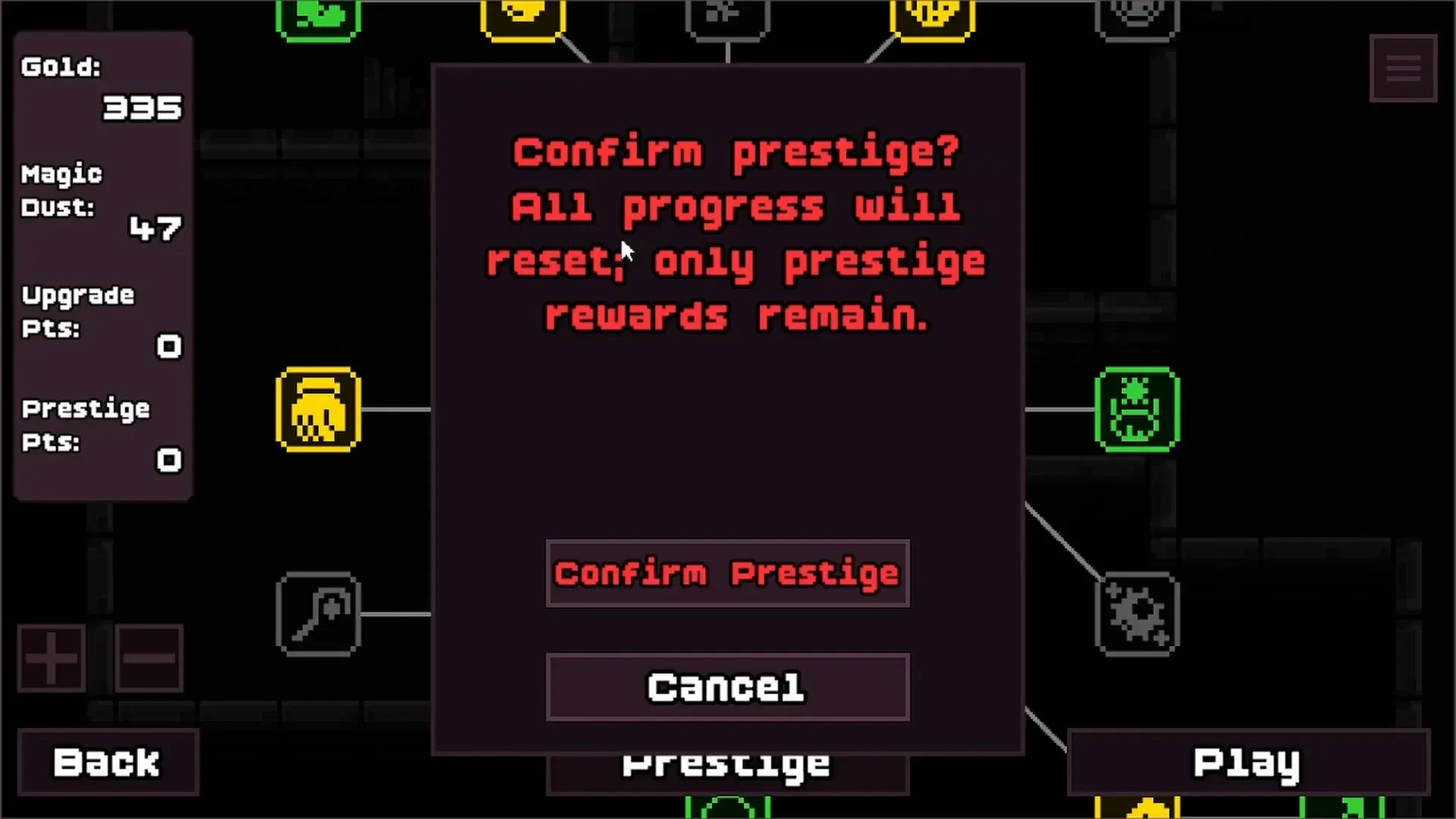 Read the reset warning and check the Cleric unlock